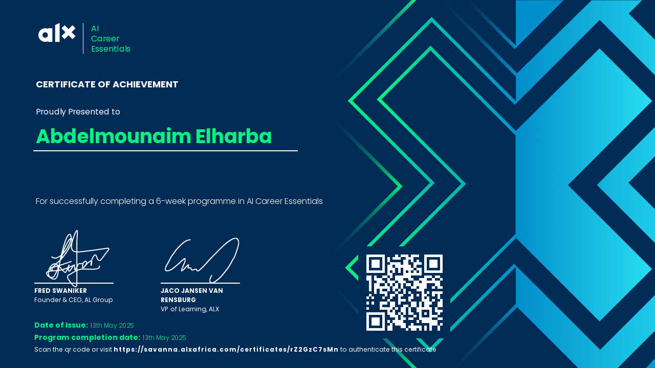 ALX AI Career Essentials Certificate